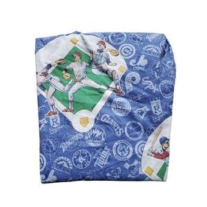 Vintage 1991 The Bibb Co MLB Major League Baseball Teams Twin Flat Sheet FLAW